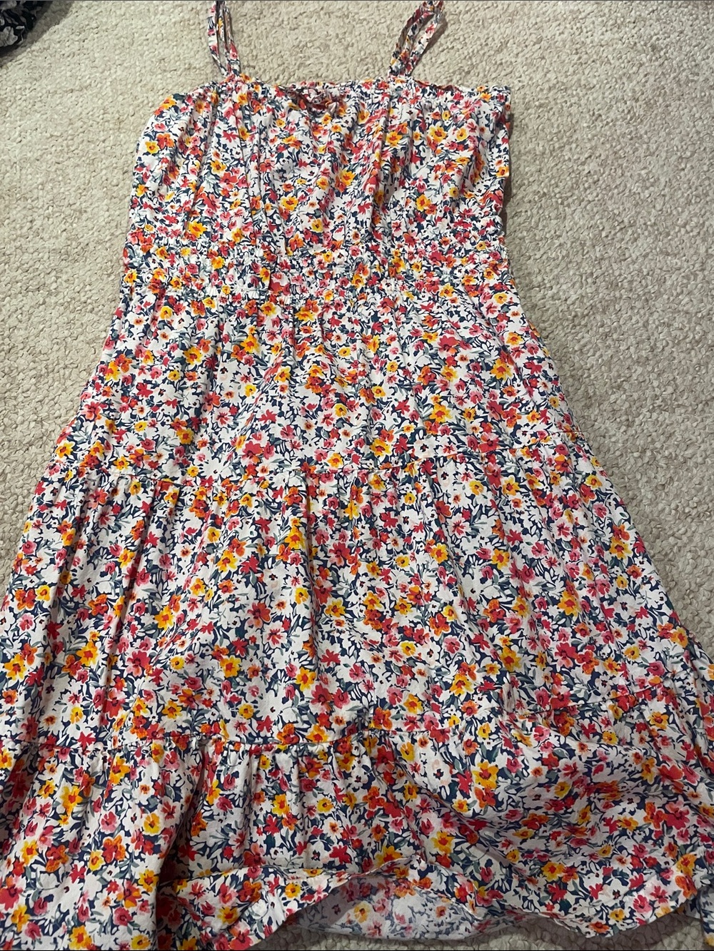 Old Navy Floral Halter Sundress in White with Yellow & Coral Accents